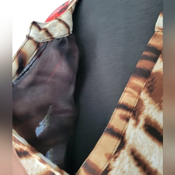 Calvin Klein Floral Animal Print Brown Tunic Top Size Medium - Picture 5 of 10